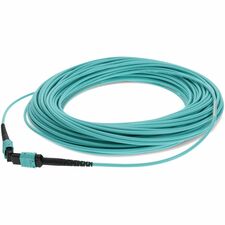 AddOn 40m MPO (Female) to MPO (Female) 12-Strand Aqua OM3 Crossover Fiber OFNR (Riser-Rated) Patch Cable