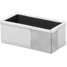 Artistic Architect Line Business Card Holder, White/Silver Metal - Metal, Aluminum - White, Silver