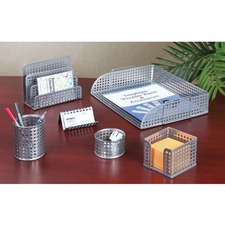 Artistic Desktop Organizer - Desktop, Counter - Durable - Silver - Metal - 6 Piece