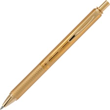 EnerGel Alloy Gel Pen - Medium Pen Point - 0.7 mm Pen Point Size - Refillable - Retractable - Black Gel-based Ink - Gold Aluminum Alloy Barrel - 1 Each