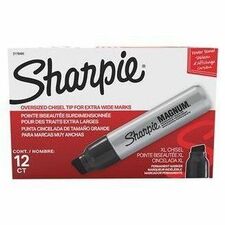 Sharpie Magnum Permanent Marker - Chisel Marker Point Style - Black - Aluminum Barrel - 12 / Box