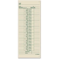 TOPS Manila Bilingual Weekly Time Cards - Manila Sheet(s) - Green Print Color - 100 / Pack