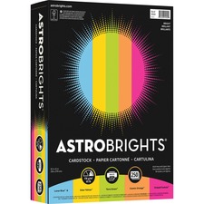 Astrobrights Laser, Inkjet Printable Multipurpose Card Stock - Lunar Blue, Solar Yellow, Terra Green, Fireball Fuschia, Cosmic Orange - Recycled - 30% Recycled Content - 8 1/2" x 11" - 250 / Pack