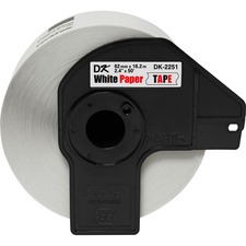 Brother DK2251 - Black/Red on White Continuous Length Paper Labels - 2.40" Width x 50 ft Length - White - Paper