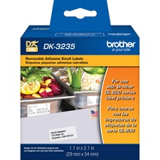 Brother Die-cut Small Removable Paper Labels - 1 1/10" Width x 2 1/10" Length - Removable Adhesive - White - Paper - 800 / Roll - 800 / Roll