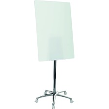 MasterVision Super Value Glass Mobile Easel - 26" (2.2 ft) Width x 38.5" (3.2 ft) Height - Glass Surface - Chrome Stand - Rectangle - 1 Each