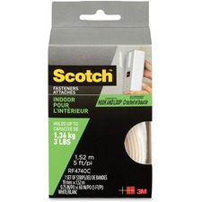 Scotch Indoor Hook/Loop Fasteners - 5 ft (1.5 m) Length x 0.75" (19.1 mm) Width - 1 / Pack - White