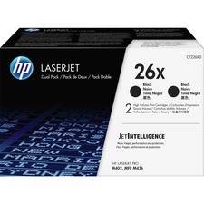 HP 26X (CF226XD) Toner Cartridge - Black - Laser - High Yield - 9000 Pages - 2 / Carton