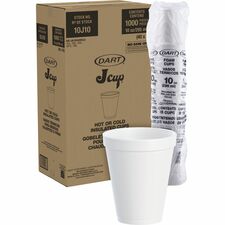 Dart 10 oz Insulated Foam Cups - 25 / Bag - 40 / Carton - White - Foam - Beverage