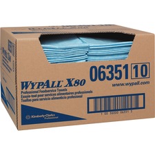 Scott WypAll X80 Blue Foodservice Towels - Quarter-fold - 13.50" Width x 24" Length - Blue - 150 / Carton