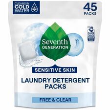 Seventh Generation Laundry Detergent - For Laundry - Free & Clear Scent - 45 / Packet - 1 / Pack - Non-toxic, Hypoallergenic, Non-irritating, Cruelty-free, Bio-based, Unscented, Gluten-free - White