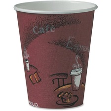 Solo 8 oz Bistro Design Disposable Paper Cups - 50 / Pack - 20 / Carton - Maroon - Paper - Beverage, Hot Drink, Cold Drink, Coffee, Tea, Cocoa