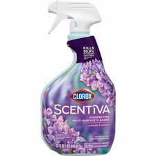 Clorox Scentiva Multi-Surface Cleaner Spray - Bleach-free - For Toilet - 32 fl oz (1 quart) - Tuscan Lavender & Jasmine Scent - 1 Each - Freshen, Bleach-free, Disinfectant, Deodorize, Chemical-free - Clear