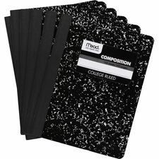 Mead Composition Book - Sewn - 7 1/2" x 9 3/4" - White Paper - Black Marble Cover - 12 / Carton