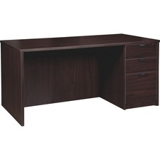 Lorell Prominence 2.0 Right-Pedestal Desk - 1" Top, 66" x 30"29" - 3 x File, Box Drawer(s) - Single Pedestal on Right Side - Band Edge - Material: Particleboard - Finish: Espresso Laminate, Thermofused Melamine (TFM)