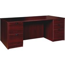 Lorell Prominence 2.0 Double-Pedestal Desk - 1" Top, 72" x 36"29" - 5 x File, Box Drawer(s) - Double Pedestal - Band Edge - Material: Particleboard - Finish: Mahogany Laminate, Thermofused Melamine (TFM)