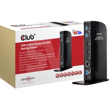 Club 3D USB 3.0 Dual Display 4K 60Hz Docking Station - for Notebook/Tablet PC - USB 3.0 Type B - 7 x USB Ports - 7 x USB 3.0 - Network (RJ-45) - DisplayPort - Audio Line In - Audio Line Out - Microphone - Wired