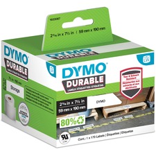 Dymo ID Label - 2 21/64" Width x 7 31/64" Length - White - Polypropylene - 170 / Roll - 170 Total Label(s) - 1 / Each