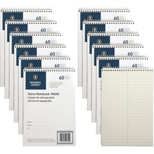 Business Source Steno Notebooks - 60 Sheets - Coilock - Gregg Ruled - 6" x 9" - Green Tint Paper - Stiff-back, Sturdy - 12 / Pack