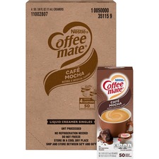 Coffee mate Cafe Mocha Liquid Creamer Singles - Gluten-Free - Cafe Mocha Flavor - 0.38 fl oz (11 mL) - 4/Carton - 50 Per Box - 200 Serving