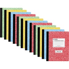 TOPS Wide Ruled Composition Books - 100 Sheets - 200 Pages - Sewn - Wide Ruled - Ruled Red Margin - 7 1/2" x 9 3/4" - White Paper - Assorted Marble Hardboard Cover - 12 / Carton