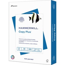 Hammermill Copy Plus Paper - White - 92 Brightness - Letter - 8 1/2" x 11" - 20 lb Basis Weight - 500 / Ream - Acid-free, Quick Drying - White