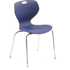 MITYBILT Rave Chair - Silver Frame - Four-legged Base - Navy - Plastic