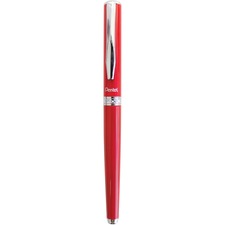 Pentel Sterling Gel Roller Pens - 0.7 mm Pen Point Size - Refillable - Black - Red Metal Barrel - 1 Each
