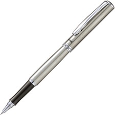 Pentel Sterling 0.7mm Gel Roller Pens - 0.7 mm Pen Point Size - Refillable - Black Liquid Gel Ink Ink - Silver Metal Barrel - 1 Each