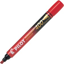 Pilot 400 Chisel Tip Permanent Markers - Chisel Marker Point Style - Red - 12 / Box