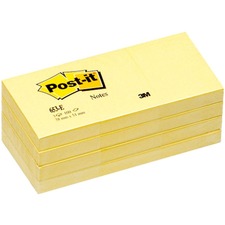 Post-it® Notes Original Notepads - 1.38" x 1.88" - Rectangle - 100 Sheets per Pad - Unruled - Canary Yellow - Paper - Self-adhesive, Repositionable - 24 / Bundle