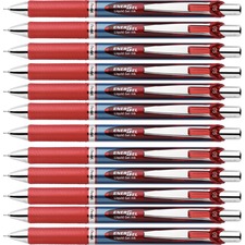 EnerGel EnerGel RTX Liquid Gel Pens - Fine Pen Point - 0.5 mm Pen Point Size - Needle Pen Point Style - Refillable - Retractable - Red Gel-based Ink - Blue Barrel - Stainless Steel Tip - 12 / Box