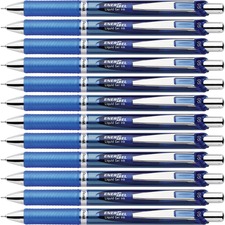 EnerGel EnerGel RTX Liquid Gel Pens - Fine Pen Point - 0.5 mm Pen Point Size - Needle Pen Point Style - Refillable - Retractable - Blue Gel-based Ink - Blue Barrel - Stainless Steel Tip - 12 / Box