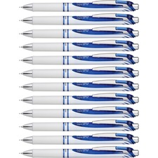 EnerGel EnerGel Pearl Liquid Gel Pens - Fine Pen Point - 0.5 mm Pen Point Size - Needle Pen Point Style - Refillable - Retractable - Blue Gel-based Ink - Pearl White Stainless Steel Barrel - 1 Dozen