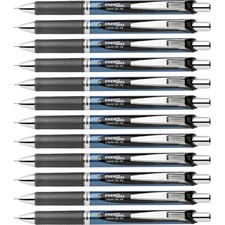 EnerGel EnerGel RTX Liquid Gel Pens - Medium Pen Point - 0.7 mm Pen Point Size - Needle Pen Point Style - Refillable - Retractable - Black Gel-based Ink - Blue Barrel - Stainless Steel Tip - 12 / Box