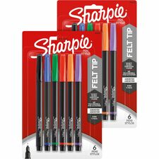 Sharpie Fine Point Pens - 6-Packs - Fine Pen Point - Assorted - 2 / Bundle