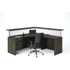Heartwood Innovations Grey Dusk Laminate Desking - 35.5" x 23.8" x 29" , 1" Top - Material: Wood Grain Top, Particleboard Top, Polyvinyl Chloride (PVC) Edge - Finish: Gray Dusk, Thermofused Laminate (TFL) TopGray Dusk