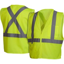 Impact Products Hi-Vis Work Wear Safety Vest - Medium Size - Visibility Protection - Zipper Closure - Polyester Mesh - Multi - Reflective Strip, Lightweight - 1 Each