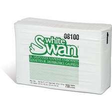 White Swan Napkins - 1 Ply - Tall Fold - 6" x 13.5" - White - Absorbent, Anti-contamination, Soft - For Food Service, Hotel, School, Office, Industry - 750 / Pack