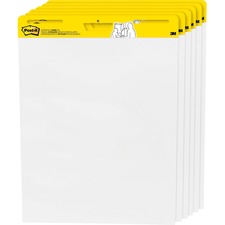 Post-itÂ® Self-stick Plain Easel Pads - 30 Sheets - 25" x 30" - White Paper - Adhesive Backing, Repositionable - 6 / Pack