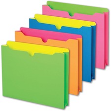 Pendaflex Full Tab Cut Letter File Jacket - 8 1/2" x 11" - Assorted Neon - 10 / Pack