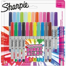 Sharpie Colour Burst Fine Tip Markers - Ultra Fine Marker Point - Assorted - Gray Barrel - 24 / Pack
