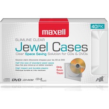 Maxell Jewel Cases Slim Line - Clear (40 Pack) - Jewel Case - Book Fold - Clear