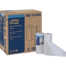 TORK Perforated Roll Towels - 2 Ply - 11" x 63 ft - 84 Sheets/Roll - 4.40" (111.76 mm) Roll Diameter - White - Perforated, Absorbent, Soft, Embossed - 30 / Carton