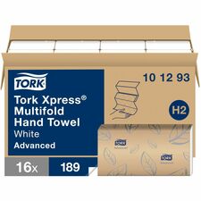 TORK Advanced Xpress Multifold Hand Towel, 3-Panel - 2 Ply - Multifold - 9.10" x 9.50" - White - 189 Per Sleeve - 16 / Carton