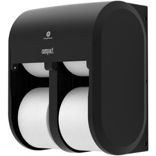 Compact 4-Roll Quad Coreless High-Capacity Toilet Paper Dispenser - Coreless Dispenser - 6000 x Sheet, 12000 x Sheet - 13.3" Height x 11.8" Width x 6.9" Depth - Black - Lockable - 1 / Carton