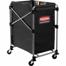 Rubbermaid Commercial Collapsible X Cart, 4 Bushels, Single Stream, Black - 220 lb (99.79 kg) Load Capacity - 24.1" (612.14 mm) Length x 20.3" (515.62 mm) Width x 34" (863.60 mm) Height - Powder Coated Steel Frame - Black