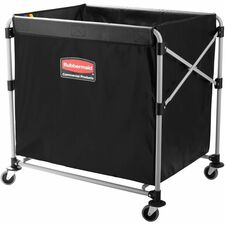 Rubbermaid Commercial Collapsible X Cart, 8 Bushels, Single Stream, Black - 220 lb (99.79 kg) Load Capacity - Powder Coated Steel Frame - Black