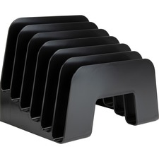 Business Source 6-slot Inclined Desk Step Sorter - 6 Compartment(s) - 6.5" Height x 8" Width x 7.8" Depth - Desktop - 25% Recycled - Black - Plastic - 1 Each