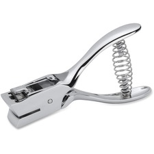 Business Source Handheld 15mm Slot Punch - 5/32" Punch Size - Metal - Silver, Chrome